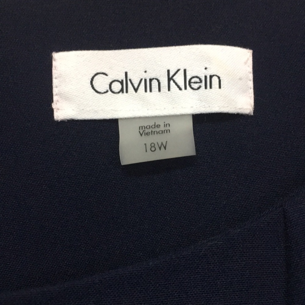 NWT Calvin Klein Woman Belted Navy Blue Fit&Flare Dress: Size 18W - Picture 5 of 13